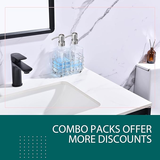 Glass Soap Dispenser Set, Brushed Nickel Stainless Steel Pump & Clear Square Glass Soap Dispenser Bottle, 2 X 13.5oz Refillable Liquid Hand Soap Jar for Kitchen & Bathroom