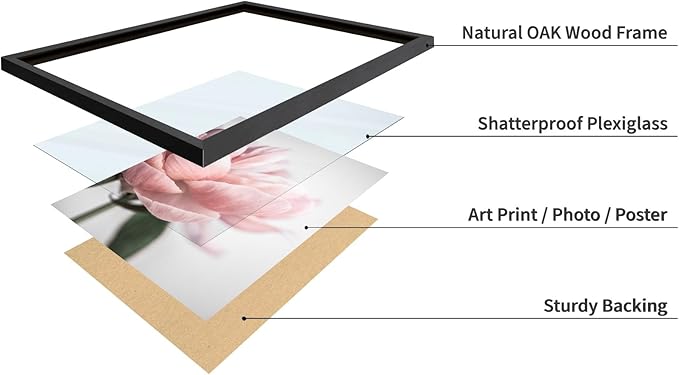 Monem Art Soft Pink Peony Macro Photography Print - Minimalist Floral Art Poster - Wall Decor for Living Room, Bedroom or Office - 16x20 Black Framed Wall Art by Mareike Bohmer
