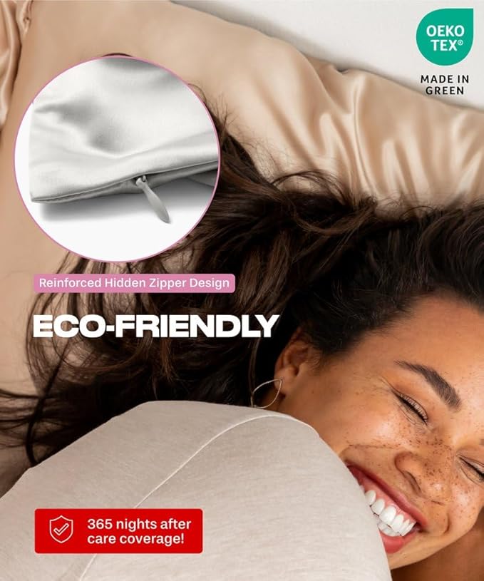 SUNDAYSILKS™ Premium Silk Pillow Cases | 100% Mulberry Silk Pillowcase with Zipper, All Sides Real 22 Momme Grade 6A Silk, Standard Queen, King Size [Off White]