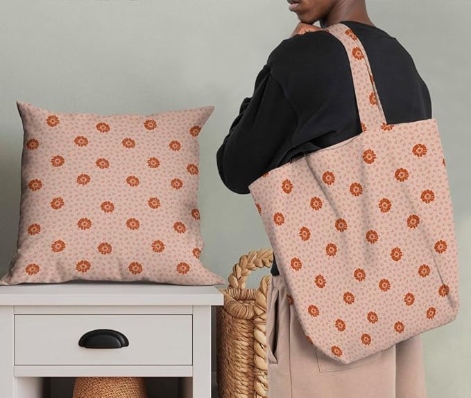 Soimoi Unstitched Crepe Fabric, 1 Yard - 42" Wide, Orange - Floral Print, Soft and Light Weight Fabric Material for Suits, Garments, Dresses and Accessories