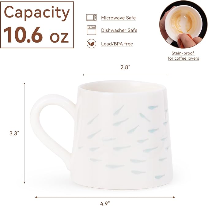 Unique Ceramic Coffee Mug 10.6oz – Premium Handmade Porcelain Coffee Cup with Ergonomic Handle, Microwave Safe Aesthetic Mug Gift for Coffee & Tea Lovers