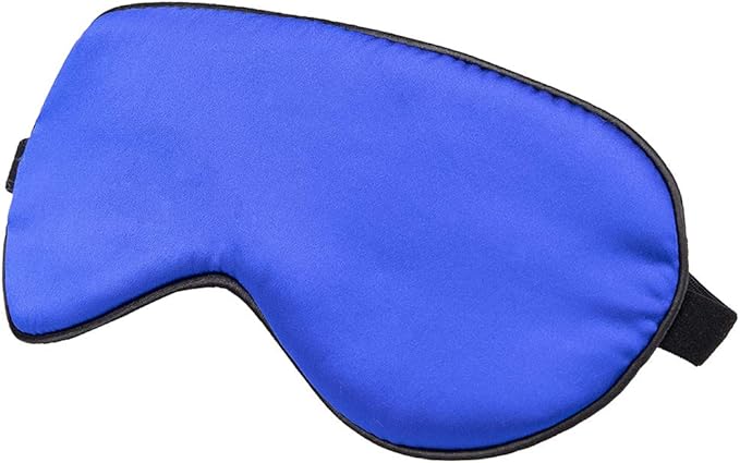 100% Mulberry Silk Sleep Mask Blackout, Cute Natural Sleeping Mask with Adjustable Elastic Strap, Satin Eye Cover for Men Women Adults (Blue)