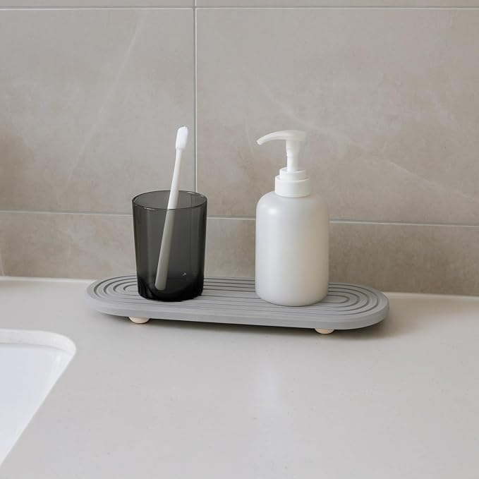 Sink Caddy Diatomaceous Earth - 11.8 X 3.9 in Tray, Stone Drying Mat, Absorbing Soap Dish