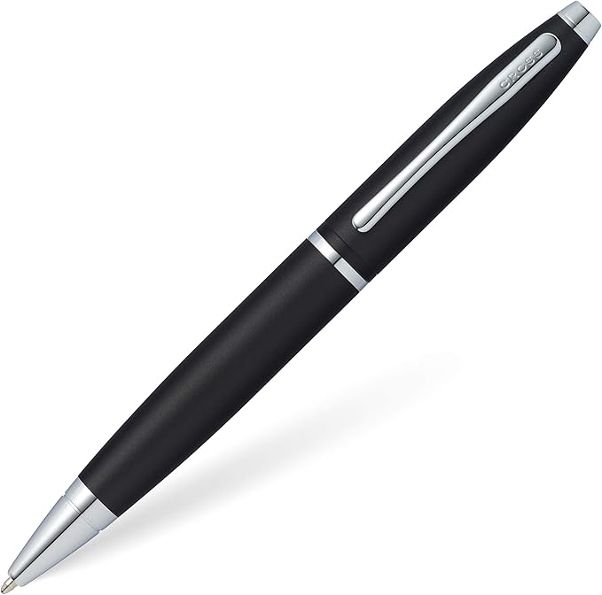 Cross Calais Refillable Twist-Action Plastic Ballpoint Pen with Chrome Appointments, Medium Ballpoint, includes Premium Gift Box and Black Cartridge, 1 Pack, Black