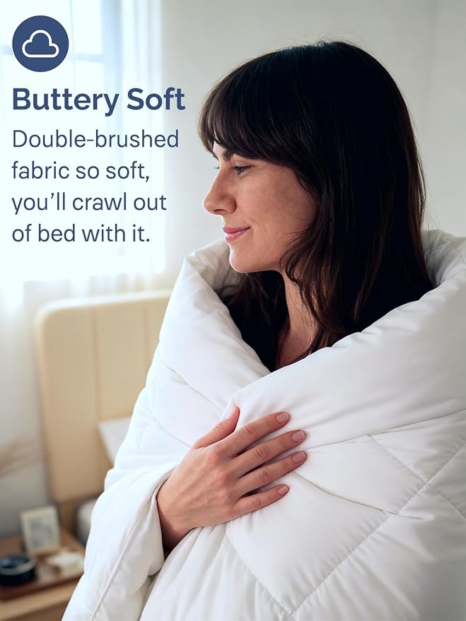 Queen Size, White Alternative Down Comforter - Warm, Lightweight & Breathable Hotel Quality Bedding Set for Men, Women, Kids & Teens - All Season Oversized Cooling Microfiber Duvet Insert Comforter