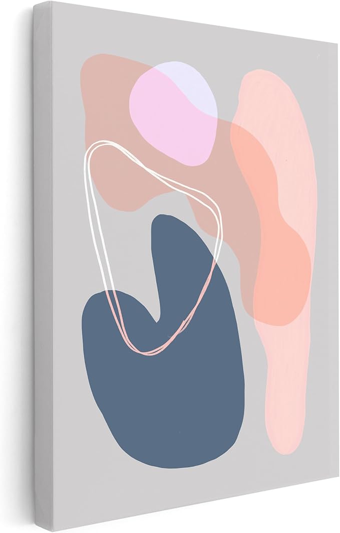 Monem Art Abstract Organic Shapes Print - Minimal Scandinavian Line Art Poster - Wall Decor for Living Room, Bedroom or Office - 8x10 STRETCHED CANVAS Wall Art by Mareike Bohmer