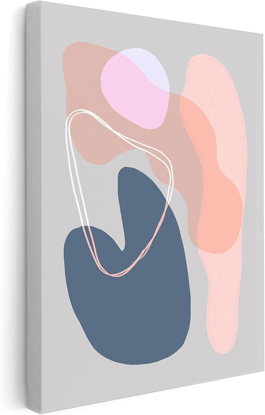Monem Art Abstract Organic Shapes Print - Minimal Scandinavian Line Art Poster - Wall Decor for Living Room, Bedroom or Office - 24x32 STRETCHED CANVAS Wall Art by Mareike Bohmer