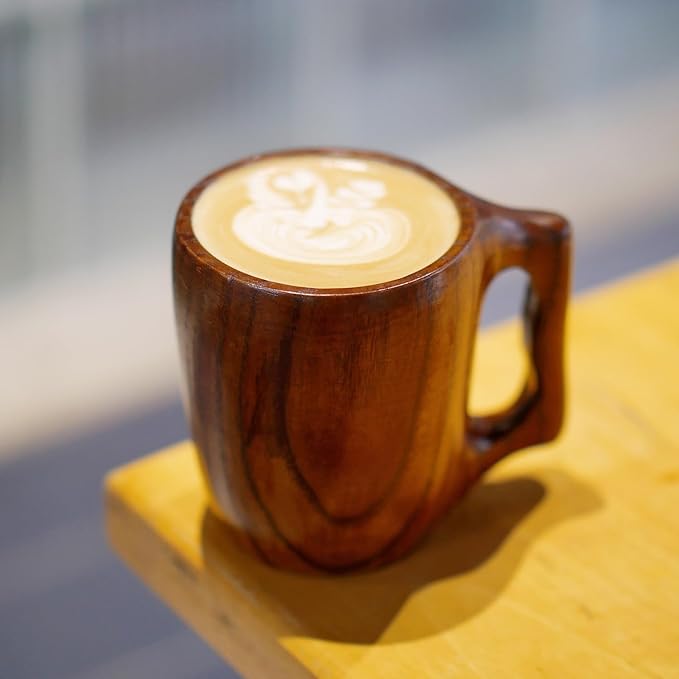 Handmade Wooden Cups, Mugs, Coffee Cups, Practical and Versatile, 9.3 ounces Suitable for Holding Wine, Juice, Tea, Milk, Latte, etc.
