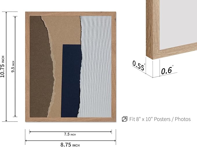Monem Art Torn Paper Neutral Collage Print - Minimalist Scandinavian Abstract Poster - Wall Decor for Living Room, Bedroom or Office - 8x10 Beige Framed Wall Art by Mareike Bohmer