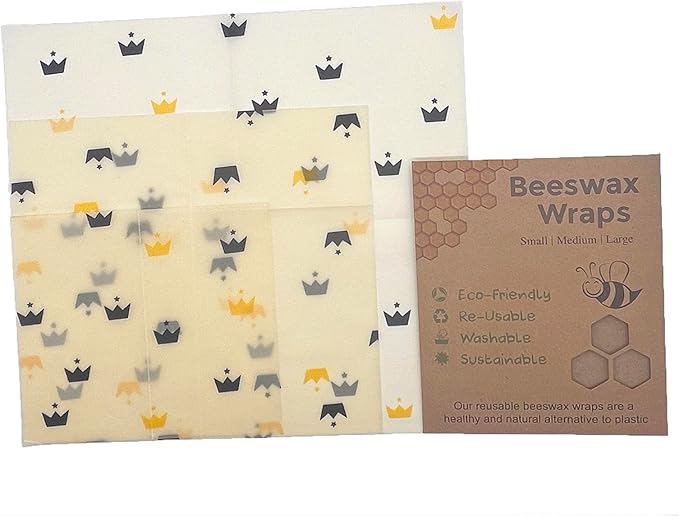 Beeswax Wraps Crown Wrapping Paper 3 PCS Set Reusable Eco-Friendly Beeswax Food Wrap for Camping, Outings, Outdoor Adventures