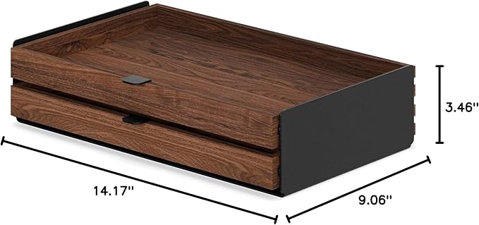 OAKYWOOD Large Modular Drawer – Solid Wood Desk Organizer with Drawers – Document Holder & Office Storage – For Home Office Use – Black Walnut – Dual Size
