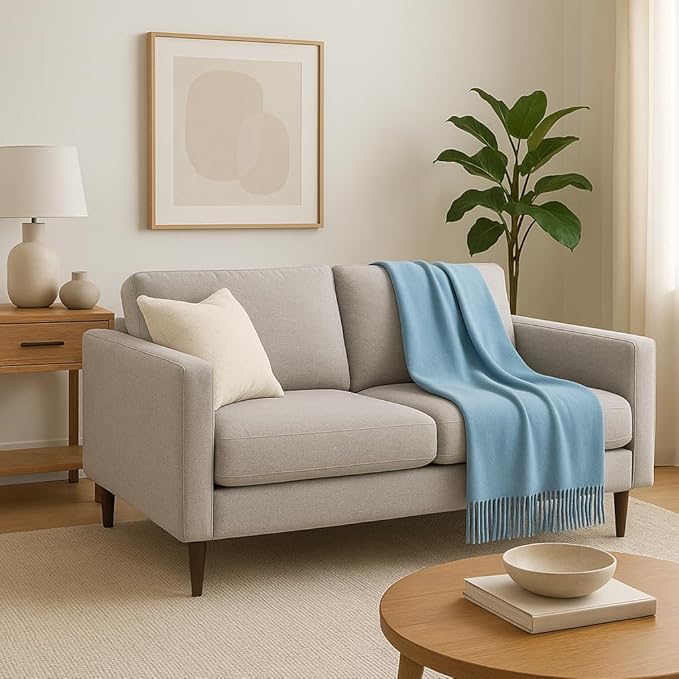 Lincove Pure Cashmere-Merino Wool Blanket - Warm & Soft Throw Blanket - 74"x55" Comfortable and Cozy Throw Blankets for Couch, Sofa, or Chair - Lightweight and Classic Throws - Pastel