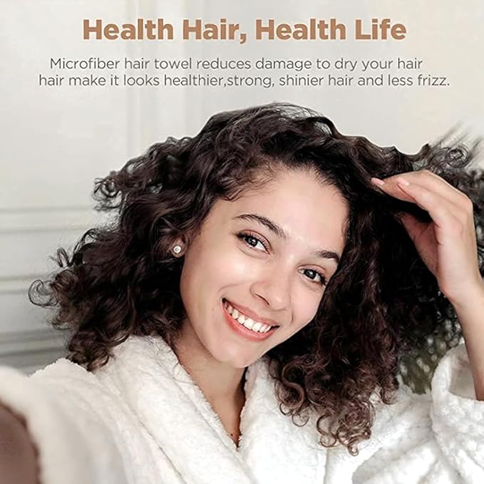 Luxury Microfiber Hair Towel Wrap for Women - Quick Dry, Super Absorbent Hair Turban, Soft & Lightweight Anti-Frizz Towel for Long, Thick & Curly Hair (Pink Blush, 48" × 24")