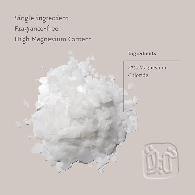 Dead Sea Magnesium Flake Bath Soak - 100% Pure Unscented Magnesium Chloride Flakes (8.82 oz Pouch)