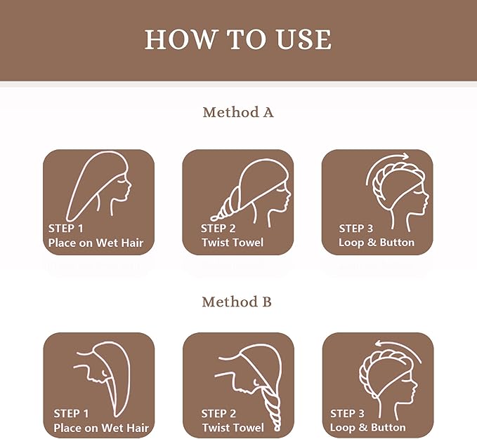 Chloven Satin Microfiber Hair Towel Wrap - Quick Dry & Frizz-Free Plopping Towel for Wet, Long & Curly Hair