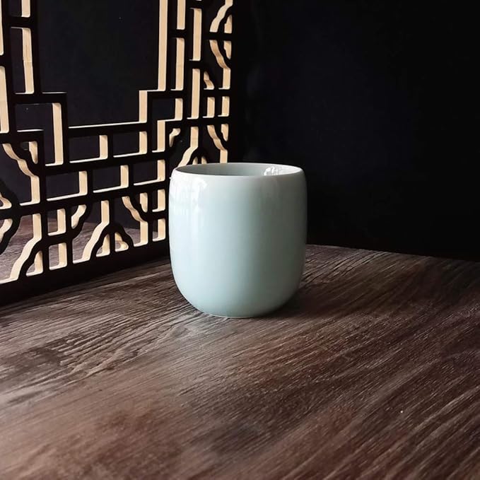 Teacups 5-Ounce Japanese Style Coffee Cup Glazed Porcelain Mugs Beer Handmade Celadon(1, Sky Blue)