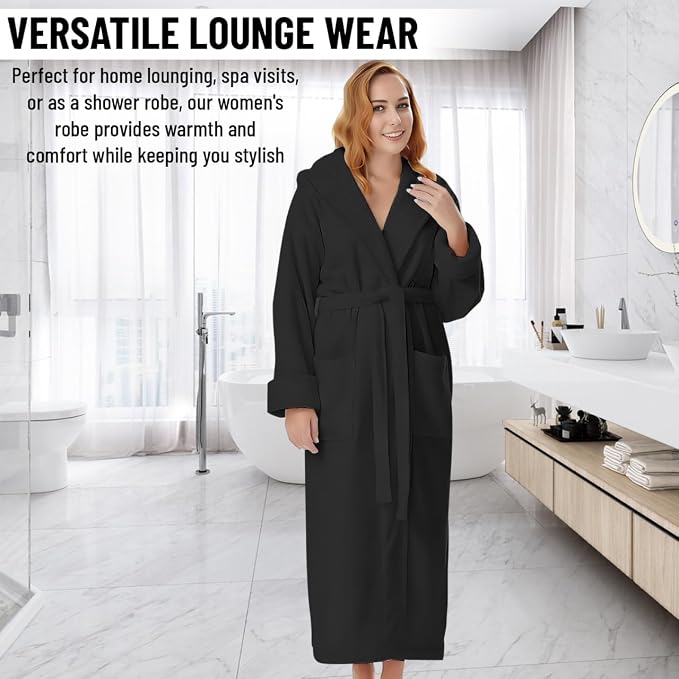 KAHAF COLLECTION Cotton Terry Robes for Women and Men, Terry Shawl Collar Bathrobe, ONE SIZE - UNISEX Men & Women Spa Robe