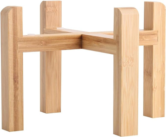 Elevated/Raised Dog Bowl Wood Stand for Medium Large Breed,7.67 in Wide Dog Food Water Dish Holder, Non Slip Modern Cute Porcelain Pet Bowl Stand Height 6.29" Tall Wide Month