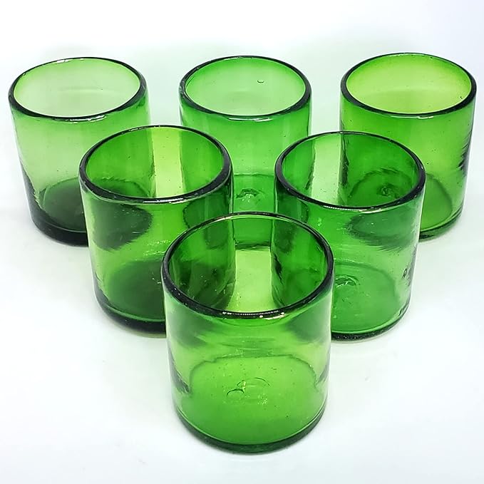 Solid Emerald Green 9 oz Short Tumblers (set of 6), Recycled Glass, Lead-free, Toxin-Free (9oz Tumbler)