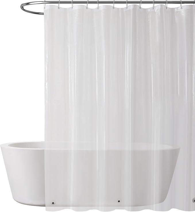 London Fog 8G PEVA Shower Liner with Metal Grommets 1-Piece Standard Shower Curtain in Clear, 70 x 72, PEVA, Adult, All Season, Oeko-TEX Certified