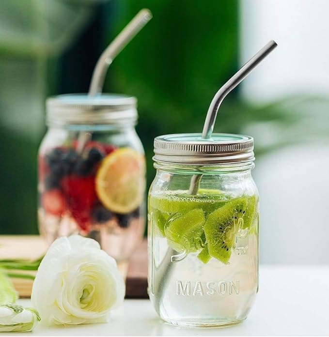 Silver 8-Pack Stainless Steel Drinking Straws – 10.5” Long, Fits Cups Up to 30 OZ. Includes 2 Cleaning Brushes and a Carrying Case for Easy Storage and Travel. Durable and Reusable.
