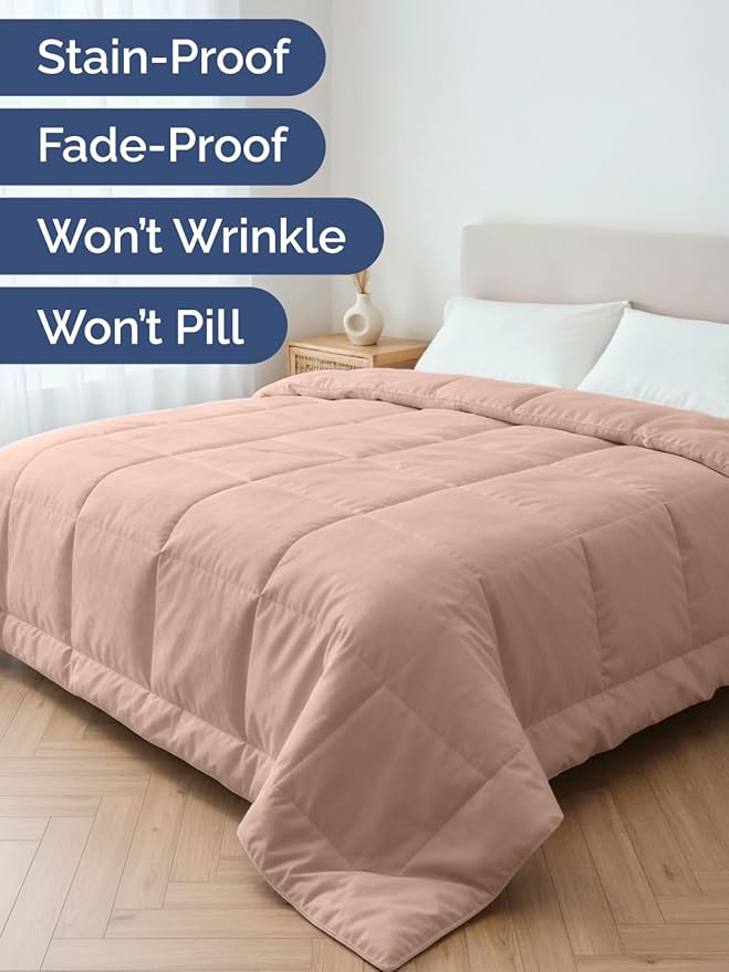 Queen Size, Mauve Alternative Down Comforter - Warm, Lightweight & Breathable Hotel Quality Bedding Set for Men, Women, Kids & Teens - All Season Oversized Cooling Microfiber Duvet Insert Comforter