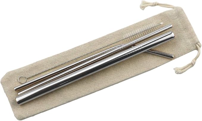 Metal Straws Stainless Steel Straws 8.5" Drinking Straws Reusable 3 Set - Ultra Long Muti Color-Cleaning Brush for 20/30 Oz for Trail Tumblers Yeti RTIC SIC Ozark (2 Straight|1 Bent|1 Brush）