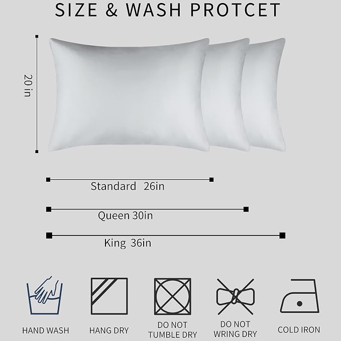 100% Mulberry Silk Pillowcase 2 Pack for Hair and Skin,with Hidden Zipper,Both Sides 19 Momme 600 Thread Count Natural Silk Pillow Cover,Soft Breathable Smooth (Buff Beige, Queen 20''x30'')