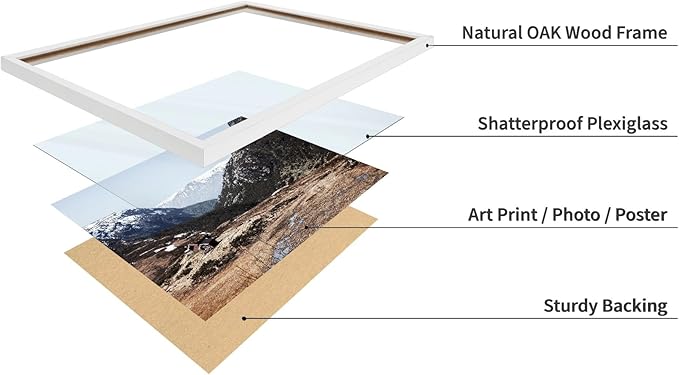 Monem Art Scandinavian Mountain Cabin Landscape Photography Print - Nordic Nature Scenic Art Poster - Wall Decor for Living Room, Bedroom or Office - 16x20 White Framed Wall Art by Mareike Bohmer