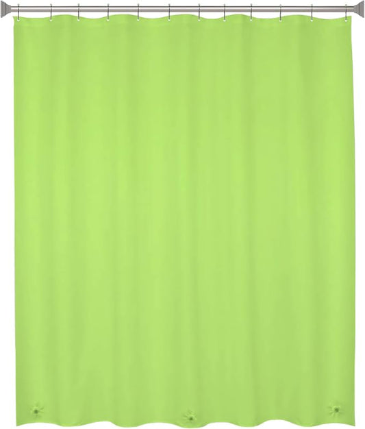 Kenney KN61703 Medium Weight 5 Gauge Waterproof PEVA Shower Curtain Liner with Durable Eyelet Hang Holes, Weighted Magnetic Hem, and 12 Piece Beaded Roller Ring Set for Bathroom, 70" W x 72" H, Green