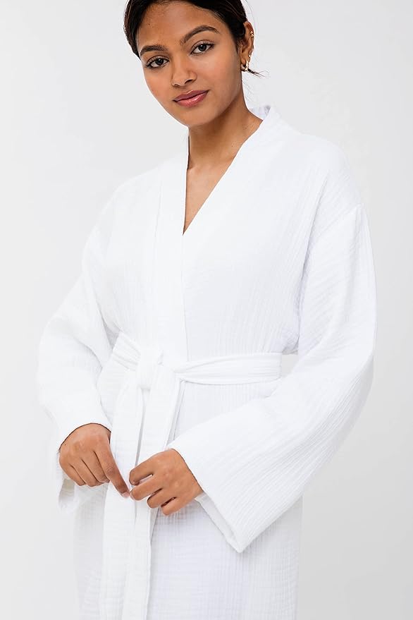 Woven Stories Cocoon Cotton Waffle Luxury Light Chic Robe For Women and Men