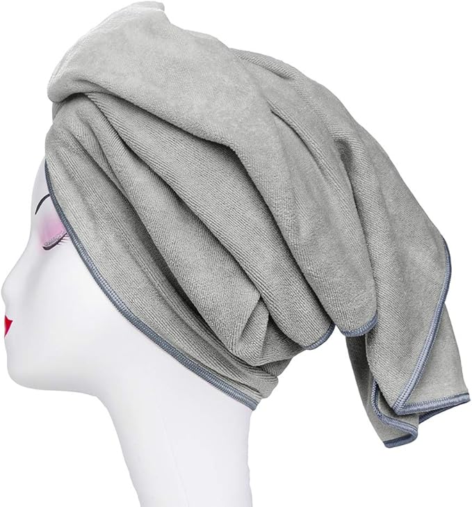 Microfiber Towel for Curly Hair Large Anti Frizz Super Absorbent Hair Towel 23.6''x47'' Fast Hair Drying Towel Hair Wrap for Bath Spa Facial Makeup, Gray