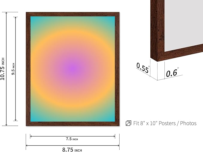 Monem Art Radiant Gradient Glow Print - Modern Abstract Color Field Poster - Wall Decor for Living Room, Bedroom or Office - 8x10 Brown Framed Wall Art by Rs Lab Studio