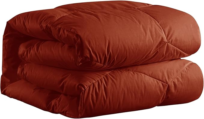 Feather and Loom Honeycomb Stitch Down Alternative All Season Comforter - Soft and Easy Care Microfiber Cover, Hypoallergenic High Loft Fiber Fill, Machine Washable - Color: Rust Size: Twin