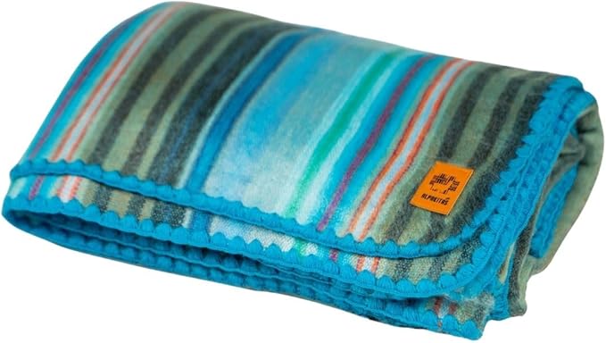 ALPAKITAS Alpaca Wool Blanket – Throw Size, 64 x 45 Inches – Warm & Lightweight – Couch, Bed, or Outdoor Blanket – Light Turquoise