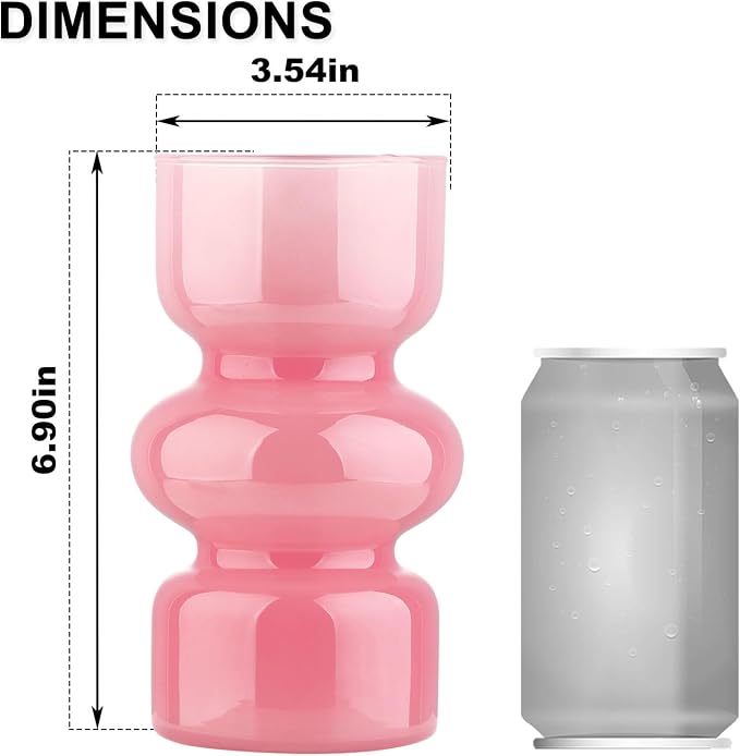 VanEnjoy Pink Glass Hydroponic Vase, Colored Glass vase Flower, Three-Layer 7 inch Cylinder vase for Home Décor, Modern Glass Vase for Home, Office, Wedding
