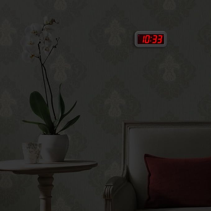 Digital Alarm Clock Battery Operated with LED Display for Bedrooms, Long Battery Life for 12 Months, 3 Brightness Adjustable, 12/24 Hour, Snooze, White Case with Red Digits