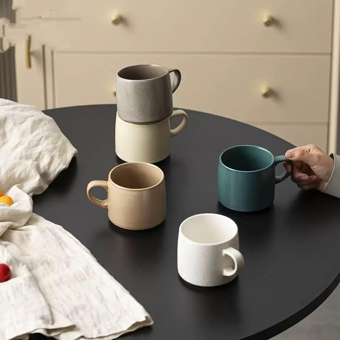 12oz Japanese Style Minimalistic Asian Rustic Reactive Glaze Ceramic Pottery Coffee Mug, Lead-Free Glaze earthen Tea Mug,Tea cup with handle, stoneware mugs, Microwave and Dishwasher Safe (Teal)