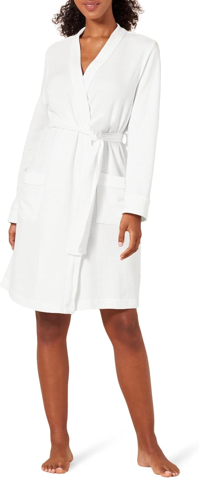 Amazon Essentials Women's Lightweight Waffle Full-Length Bath Robe with Pockets (Available in Plus Size)