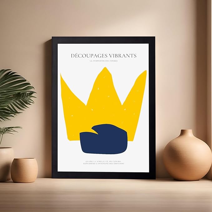 Monem Art Minimalist Crown Silhouette Print - Modern Abstract Shape Poster - Wall Decor for Living Room, Bedroom or Office - 16x20 Black Framed Wall Art by Rs Lab Studio