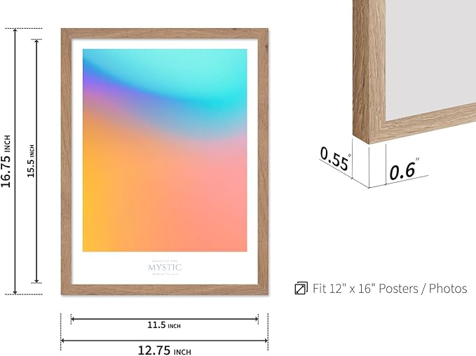 Monem Art Mystic Iridescent Gradient Print - Minimalist Abstract Color Field Poster - Wall Decor for Living Room, Bedroom or Office - 12x16 Beige Framed Wall Art by Rs Lab Studio