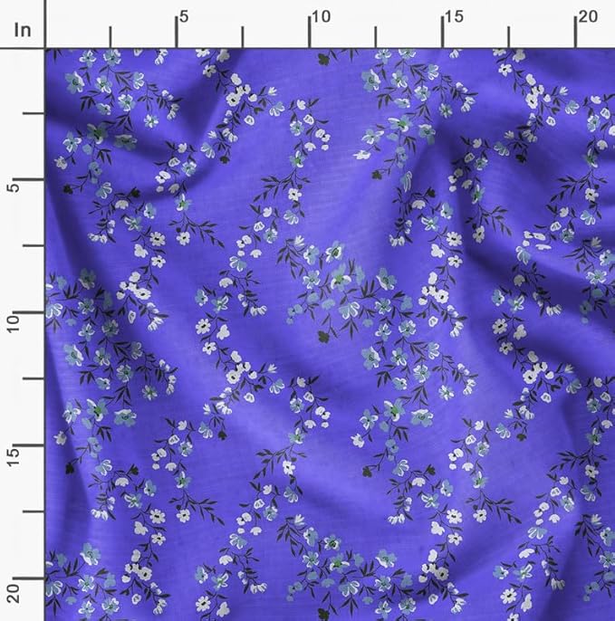 Soimoi Luxurious 58" Wide Blue - Floral Printed, Cotton Jersey Fabric - Perfect Material for Clothing, Home Decor, Craft Projects, 1 Yard