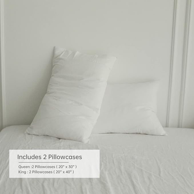 Simple&Opulence Linen Pillowcases 1 Pair Basic Style 55% Euro Linen 45% Cotton Blend Solid Color Flax Shams Set of 2, Standard Queen Size 20"x30", White