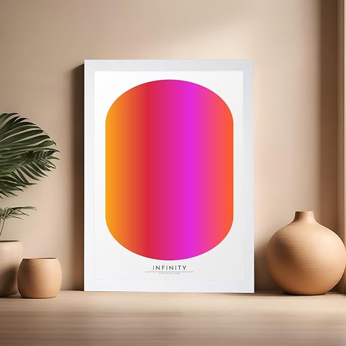 Monem Art Infinity Spectrum Gradient Print - Modern Geometric Abstract Poster - Wall Decor for Living Room, Bedroom or Office - 16x20 White Framed Wall Art by Rs Lab Studio