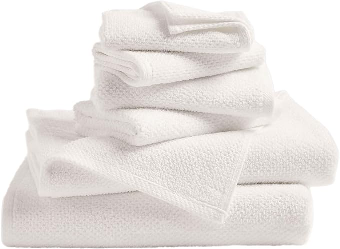 Great Bay Home 100% Cotton 6 Piece Towel Set - Absorbent, Quick-Drying, Durable Bath Towels for Bathroom Decor - Low-Twist, Two-Ply Fibers (Ivory)