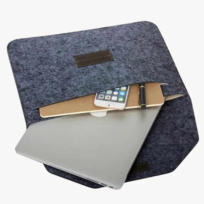 Felt Laptop Sleeve Bag Tablet PC Case Ultra Slim Business Carrying Envelope Case Protective Bag, Compatible with Apple MacBook, Acer Dell HP Microsoft Notebook (Dark Gray, 15-inch)