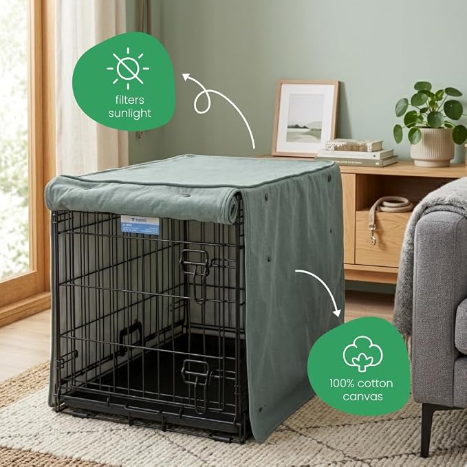 Molly Mutt Quiet Light Dog Crate Cover, GOTS-Certified 100% Organic Cotton Canvas Cover for Dog or Puppy Kennel and Cage, Washable, Free of Harmful Chemicals, XX-Large, Fits 48"x30"x33" Crate