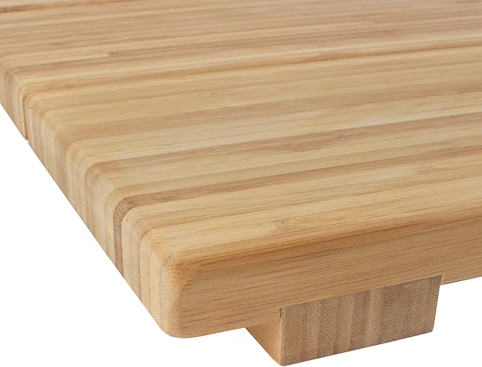 BambooMN Bamboo Bath Mat for Bathroom, Spa, Outdoor Shower, Extra Large Square (24" x 24" x 1.3"), Anti-Slip, Water Resistant Coating - 1 Piece