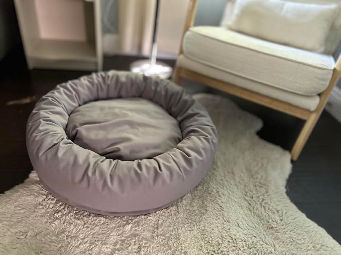 Organic Cotton Canvas Dog Bed: Removable Cover, Natural Fill - Made in USA (Blue Gray, X Large 42" x 8" inches)