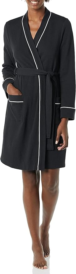 Amazon Essentials Women's Lightweight Waffle Full-Length Bath Robe with Pockets (Available in Plus Size)
